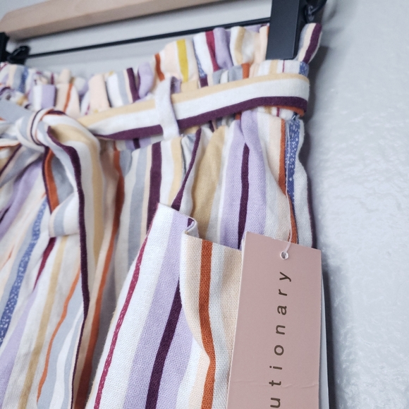 NWT Evolutionary Linen Rainbow Striped Shorts Size M - Picture 5 of 11